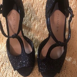 Sparkly Black T-Strap